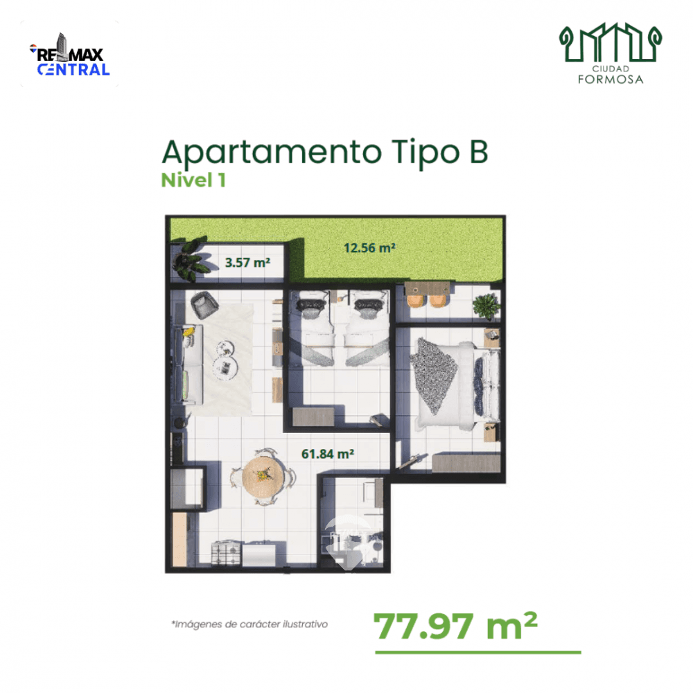 APARTAMENTO EN CIUDAD FORMOSA MODELO B NIVEL 1
