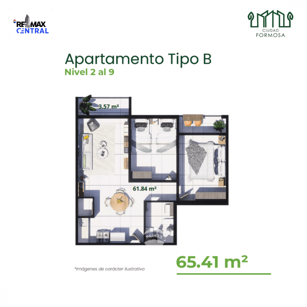 APARTAMENTO EN CIUDAD FORMOSA MODELO B NIVEL 7 y 8