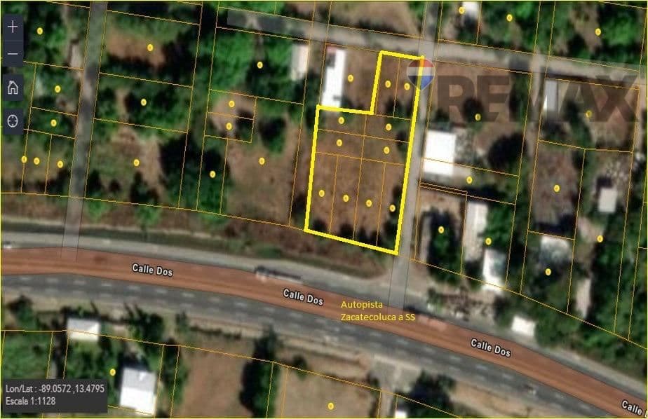 Terreno en venta sobre carretera Zacatecoluca a San Salvador